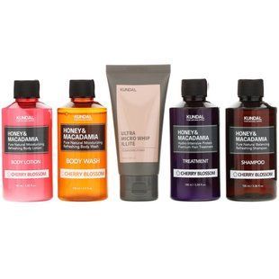 Дорожный набор, вишневый цвет, Travel Kit, Kundal, набор из 5 предметов купить в Киеве и Украине