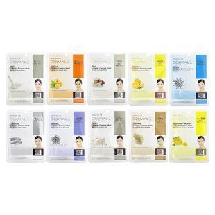 Dermal, Collagen Essence Beauty Masks, Brightening, Assorted, 10 Sheets, 0.81 oz (23 g) Each купить в Киеве и Украине