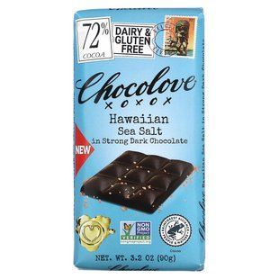Chocolove, Hawaiian Sea Salt in Strong Dark Chocolate, 72% Cocoa, 3.2 oz (90 g) купить в Киеве и Украине