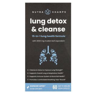 NutraChamps, Lung Detox & Cleanse, 60 Easy-To-Swallow Vegan Capsules купить в Киеве и Украине