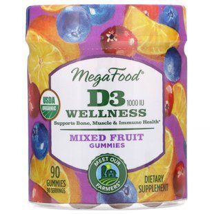 Витамин Д3 смесь ягод MegaFood (D3 Wellness) 1000 МЕ 90 жевательных конфет купить в Киеве и Украине