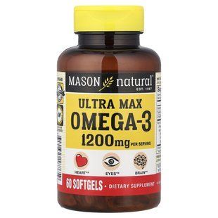 Mason Natural, Ultra Max Omega-3, 60 Softgels (600 mg per Softgel) купить в Киеве и Украине