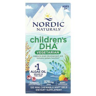 Nordic Naturals, Children's DHA, Ages 3+, Berry Lemonade, 375 mg, 120 Mini Chewable Soft Gels (125 mg per Soft Gel) купить в Киеве и Украине