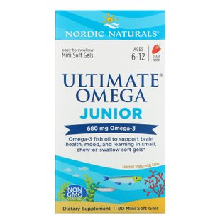 Ultimate Omega, Junior, Nordic Naturals, 680 мг, 90 жеательных таблеток в мягкой оболочке купить в Киеве и Украине