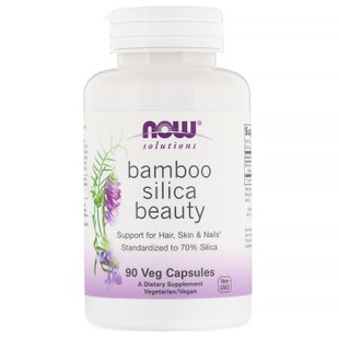 Кремний из бамбука для волос кожи и ногтей Now Foods (Bamboo Silica Beauty) 90 вегетарианских капсул купить в Киеве и Украине