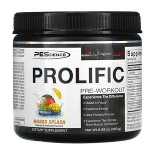 PEScience, Prolific, pre-workout, mango splash, 9.88 oz (280 g)