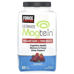 Force Factor, Ultimate Magtein&reg;, Magnesium L-Threonate, Mixed Berry, 60 Soft Chews купить в Киеве и Украине