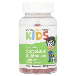 California Gold Nutrition, Propolis & Echinacea For Children, No Gelatin, Natural Raspberry, 60 Vegetarian Gummies купить в Киеве и Украине