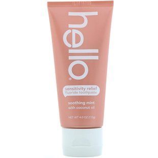 Toothpaste with fluoride for sensitive teeth, soothing mint, Hello, 113 g (4 oz)