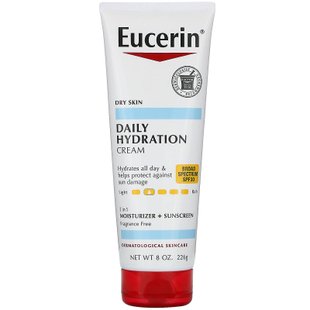 Крем для ежедневного увлажнения, SPF 30, без отдушек, Daily Hydration Cream, SPF 30, Fragrance Free, Eucerin, 226 г купить в Киеве и Украине