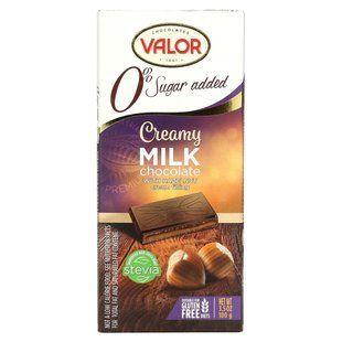 Creamy Milk Chocolate with Hazelnut Valor (0% added sugar) 3.5 ounces (100 g)