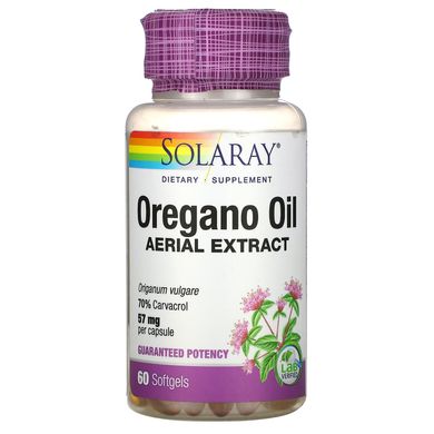 Масло орегано Solaray (Oregano Oil 70% Carvacrol) 57 мг 60 капсул
