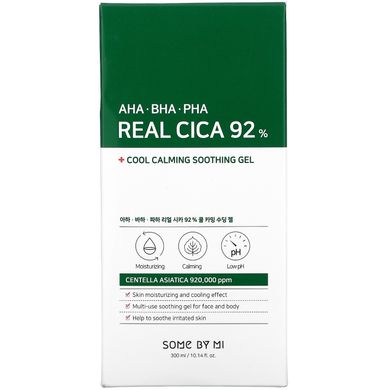 Some By Mi, AHA/BHA/PHA Real Cica 92% заспокійливий заспокійливий гель, 10,14 рідких унцій (300 мл)