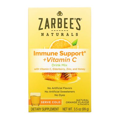 Поддержка иммунитета с витамином С напиток со вкусом апельсина Zarbee's (Immune Support & Vitamin C) 10 пакетов по 9.9 г купить в Киеве и Украине