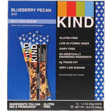Батончики с пеканом черникой и волокнами KIND Bars (Blueberry Pecan + Fiber Plus) 12 бат. купить в Киеве и Украине