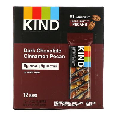 Батончики з темним шоколадом корицею і Пеканов KIND Bars (Dark Chocolate Nuts & Spices) 12 бат.