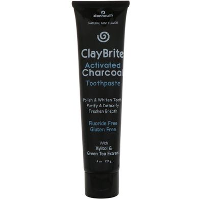 ClayBrite, Зубна паста з активованим вугіллям, Натуральний м'ятний смак, Zion Health, 4 унц (120 г)