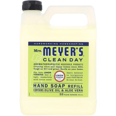 Рідке мило для рук, аромат вербени лимонної, Mrs Meyers Clean Day, 33 рідких унції (975 мл)
