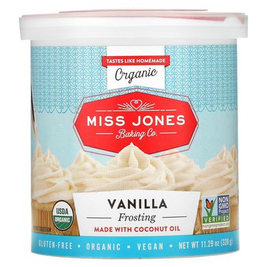 Miss Jones Baking Co, Органічна глазур, ваніль, 11,29 унції (320 г)