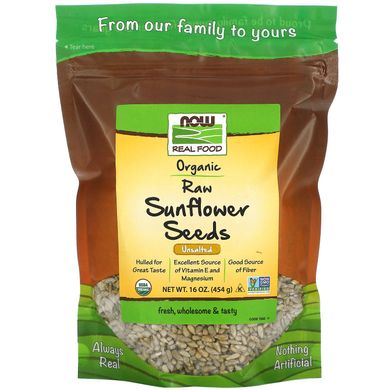 Насіння соняшнику сире Now Foods (Sunflower Seeds) 454 г