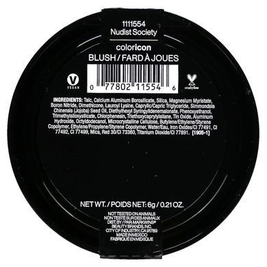 Blush of colorful icons, Color Icon Blush, Nudist Society, Wet n Wild, 6 g.