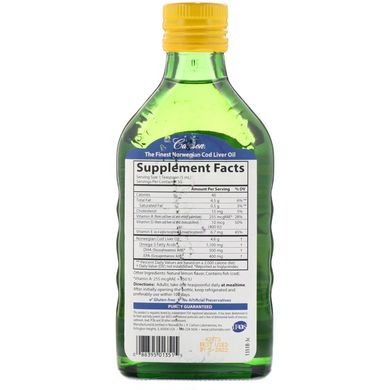 Жир печінки дикої норвезької тріски натуральний лимонний смак Carlson Labs (Omega-3 Wild Norwegian Cod Liver Oil) 250 мл
