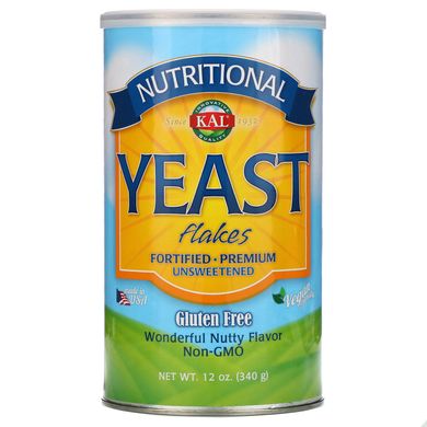 Харчові дріжджі, пластівці, Nutritional Yeast Flakes Vitamin B12, KAL, 12 унцій (340 г)