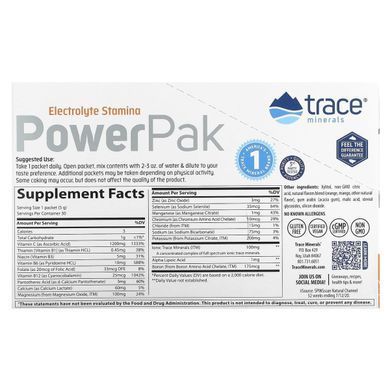 Електроліти без цукру Кето Trace Minerals (Power Pak Sugar Free OrangeMango) Апельсин-Манго 30 саше