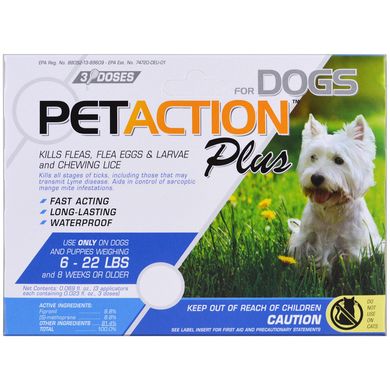 Для маленьких собак, PetAction Plus, 3 дози - 0,023 р унц