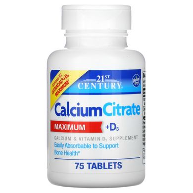 Максимум цитрату кальцію + Вітамін D3, 21st Century, 75 таблеток
