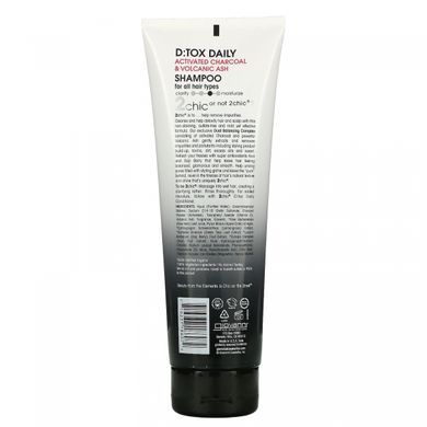 Giovanni, 2chic, detox shampoo for daily use, for all hair types, activated charcoal and volcanic ash, 250 ml (8.5 fl oz)