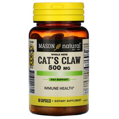 Котячий кіготь, Mason Natural, 500 мг, 60 капсул