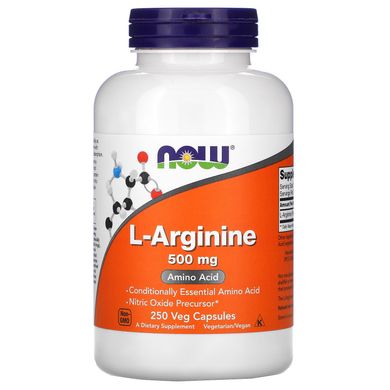Аргінін Now Foods (L-Arginine) 500 мг 250 капсул