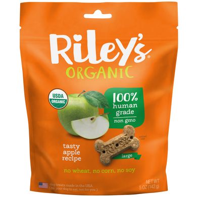 Ласощі для собак, велика кісточка, рецепт зі смачним яблуком, Riley's Organics, 142 г