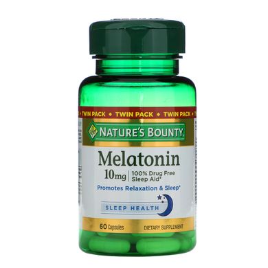 Мелатонин Nature's Bounty (Melatonin) 10 мг 2 упаковки по 60 капсул в каждой купить в Киеве и Украине