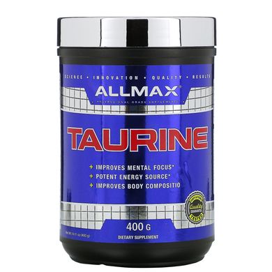 100% чистий таурін + максимальна сила + засвоєння, ALLMAX Nutrition, 3000 мг, 14,1 унції (400 г)
