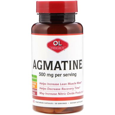 Агматин Olympian Labs Inc. (Agmatine) 500 мг 60 капсул