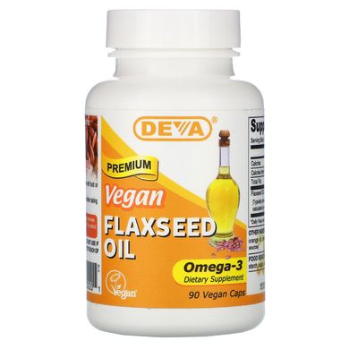 Лляна олія для веганів Deva (Vegan Flaxseed Oil) 500 мг 90 капсул