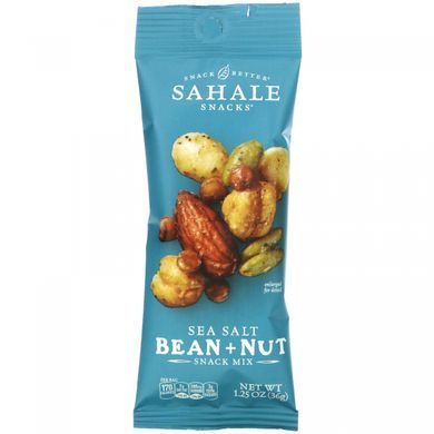 Sahale Snacks, Суміш для снеків, морська сіль, квасоля + горіх, 9 пакетиків по 1,25 унції (36 г) кожен