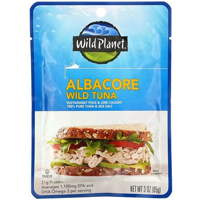 Дикий тунець, Albacore Wild Tuna, Wild Planet, 85 г