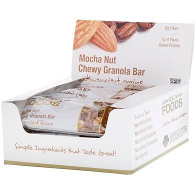 Жувальні батончики з мюслями з кавою мокко та горіхом California Gold Nutrition (Foods Mocha Nut Chewy Granola Bars) 12 батончиків по 40 г