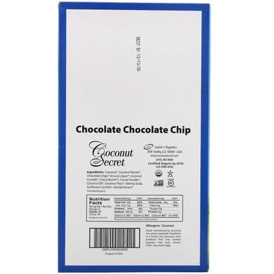 Granola Bar, Organic Chocolate Chip, Coconut Secret, 12 bars, 1.2 ounces (34g) each