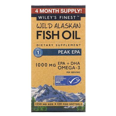 Wiley's Finest, Wild Alaskan Fish Oil, Peak EPA, 120 Softgels