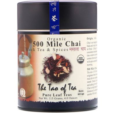 500 Mile Chai, органічний чорний чай зі спеціями, The Tao of Tea, 4,0 унції (115 г)