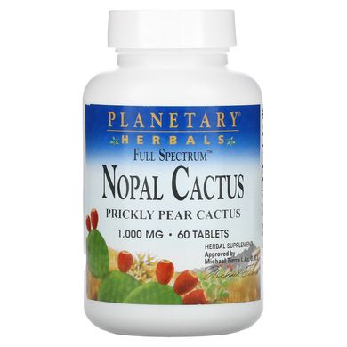 Нопал кактус, Nopal Cactus, Planetary Herbals, 1000 мг, 60 таблеток