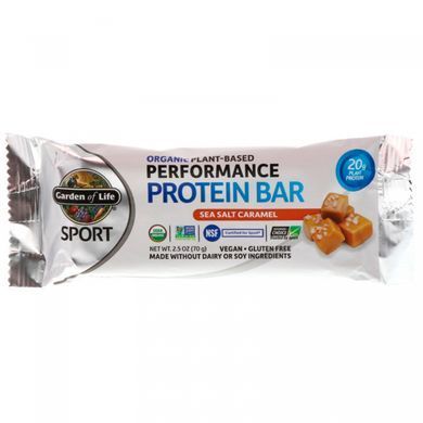 Батончики з рослинним білком морська сіль карамель для веганів Garden of Life (Protein Bar Sport) 12 шт. по 70 г