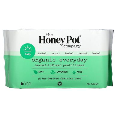 The Honey Pot Company, Organic Everyday Herbal-Infused Pantiliners, 30 Count