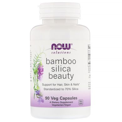 Кремній з бамбука для волосся шкіри і нігтів Now Foods (Bamboo Silica Beauty) 90 вегетаріанських капсул