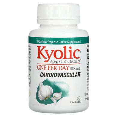 Екстракт часнику, 1 таблетка в день, підтримку серцево-судинної системи, 1000 мг, Kyolic, 60 капсуловидних таблеток