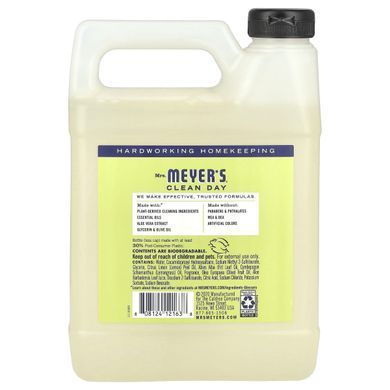 Жидкое мыло для рук, аромат вербены лимонной, Mrs. Meyers Clean Day, 33 жидких унции (975 мл) купить в Киеве и Украине